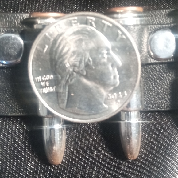 Vintage Black Leather Bracelet with Silver Bullets - Picture 15 of 15